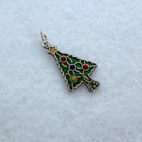 VTG Sterling Silver 925 Multicolored Enamel Christmas Tree Charm Pendant - Picture 16 of 16